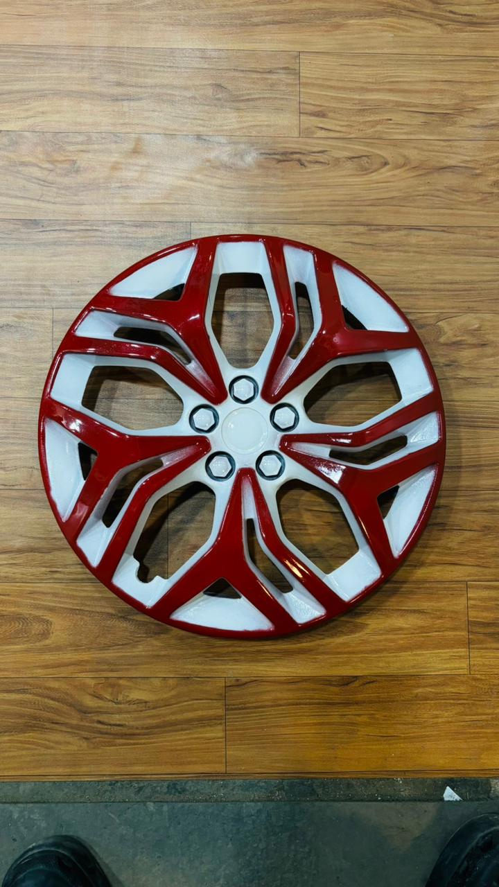 Car zone Multicolour Wheel Cover for all cars | Stylish 14 Inch Rim Silver Red Multicolour Wheel Cover Cap | Wheel Cover for Car, Press Fitting Set of 4