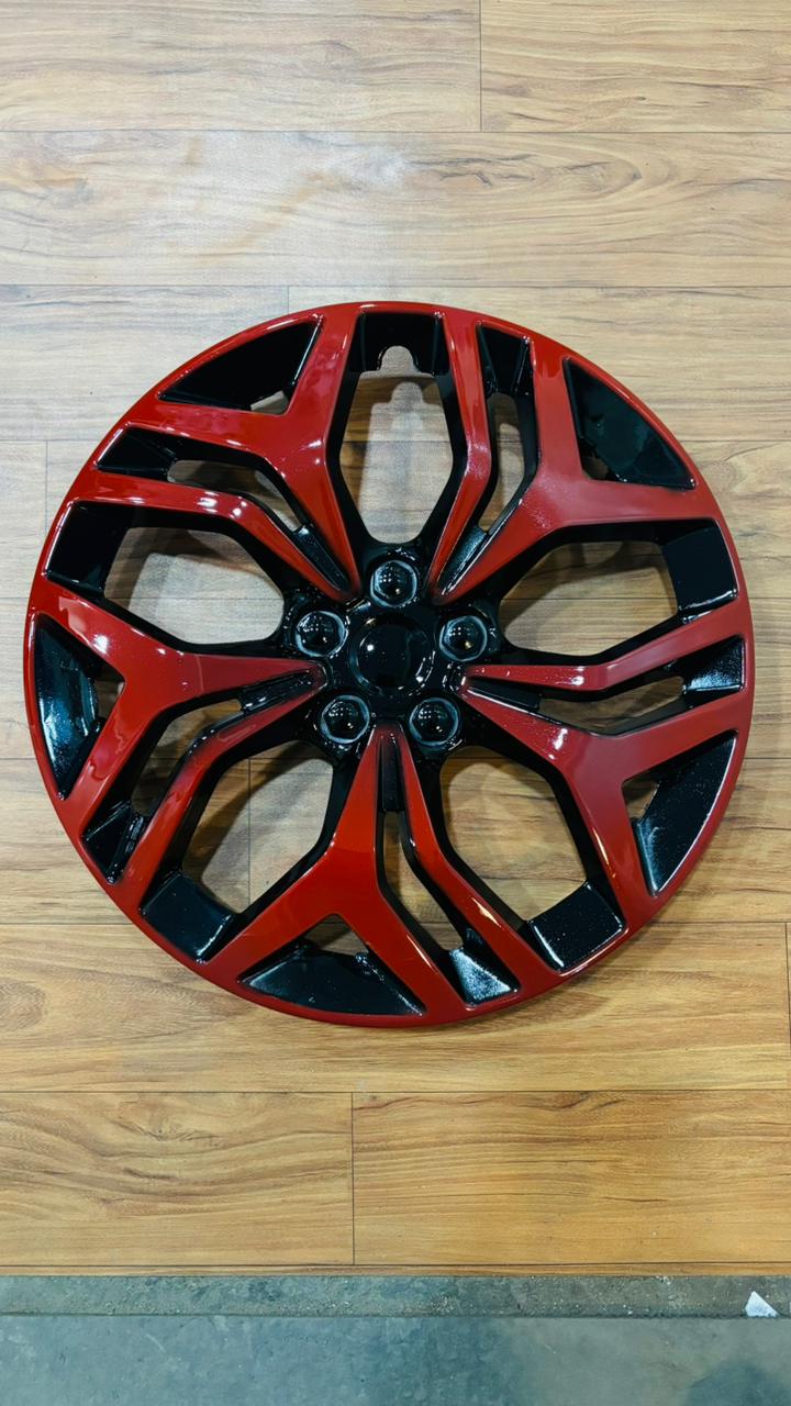 Car zone Wheel Cover for all cars | Stylish 13 Inch Rim Red Black Multicolour Wheel Cover Cap | Wheel Cover for Car, Press Fitting Set of 4